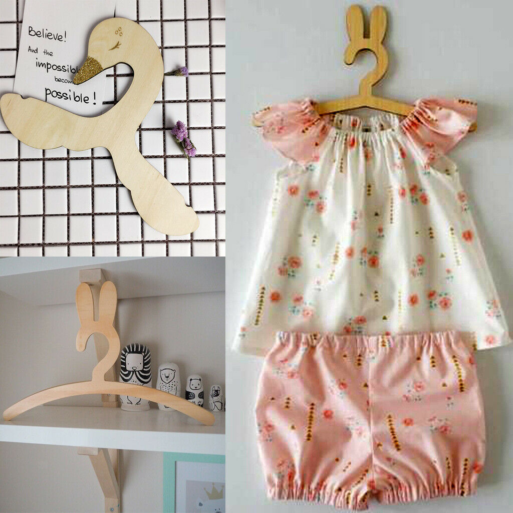 2 Pcs Swan and Bunny Animal Shape Adults Kids Cartoon Coat Clothes Hook Wooden
