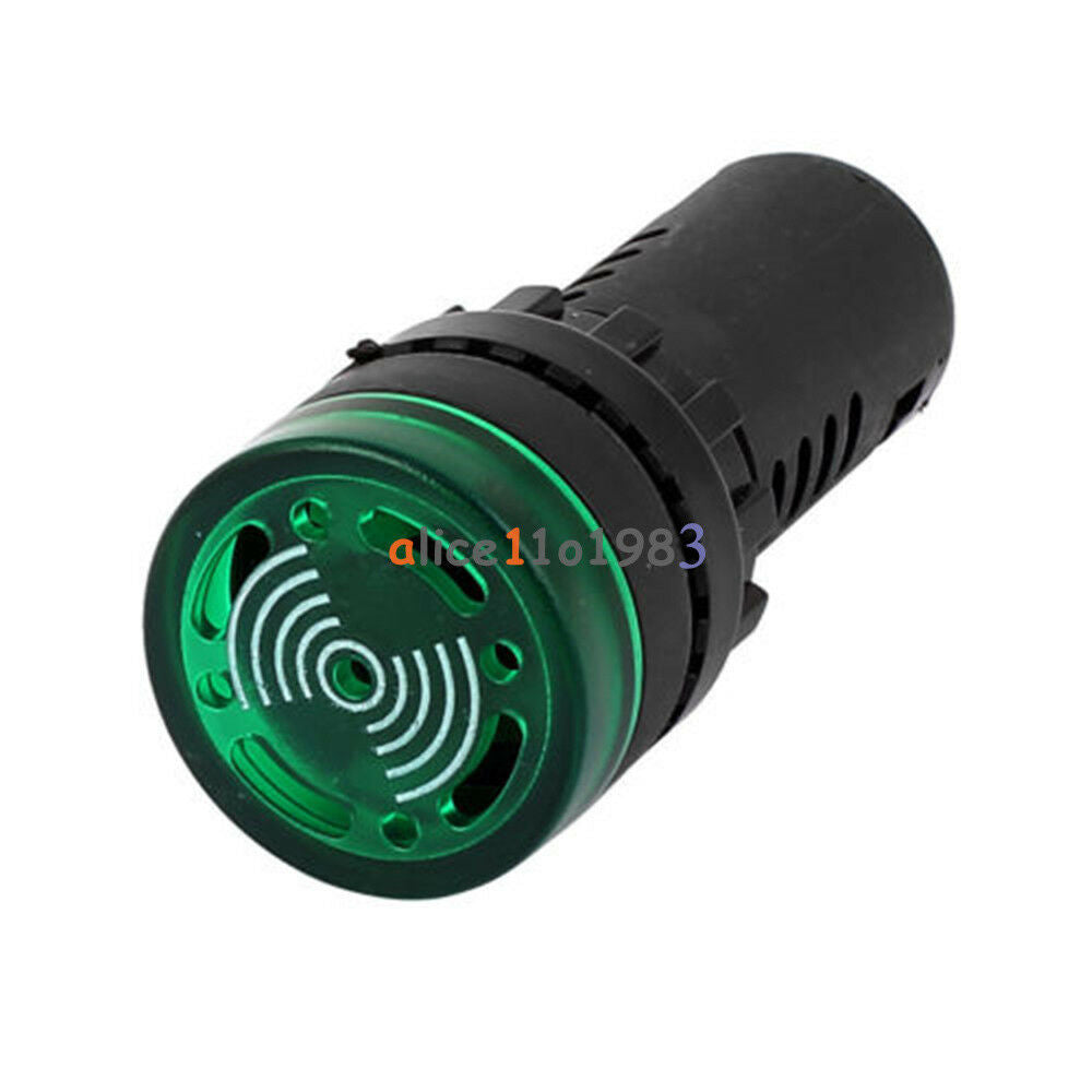 AC/DC 12V Green LED Active Buzzer Accident Signal Indicator Lamp AD16-22SM
