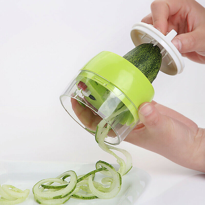 4in 1 Handheld Spiralizer Vegetable Fruit Slicer Adjustable Spiral Grater Cu SJ