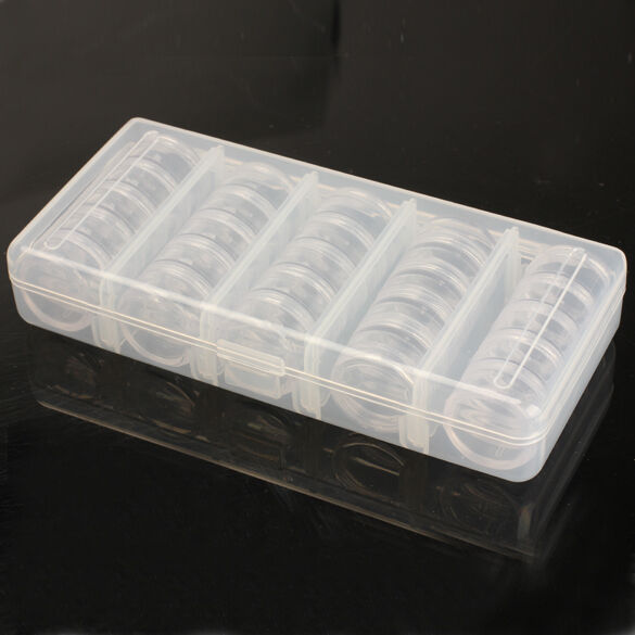 25 Storage Bottles Plastic Empty Box Case Pot For Nail Art Rhinestone Bead Gems