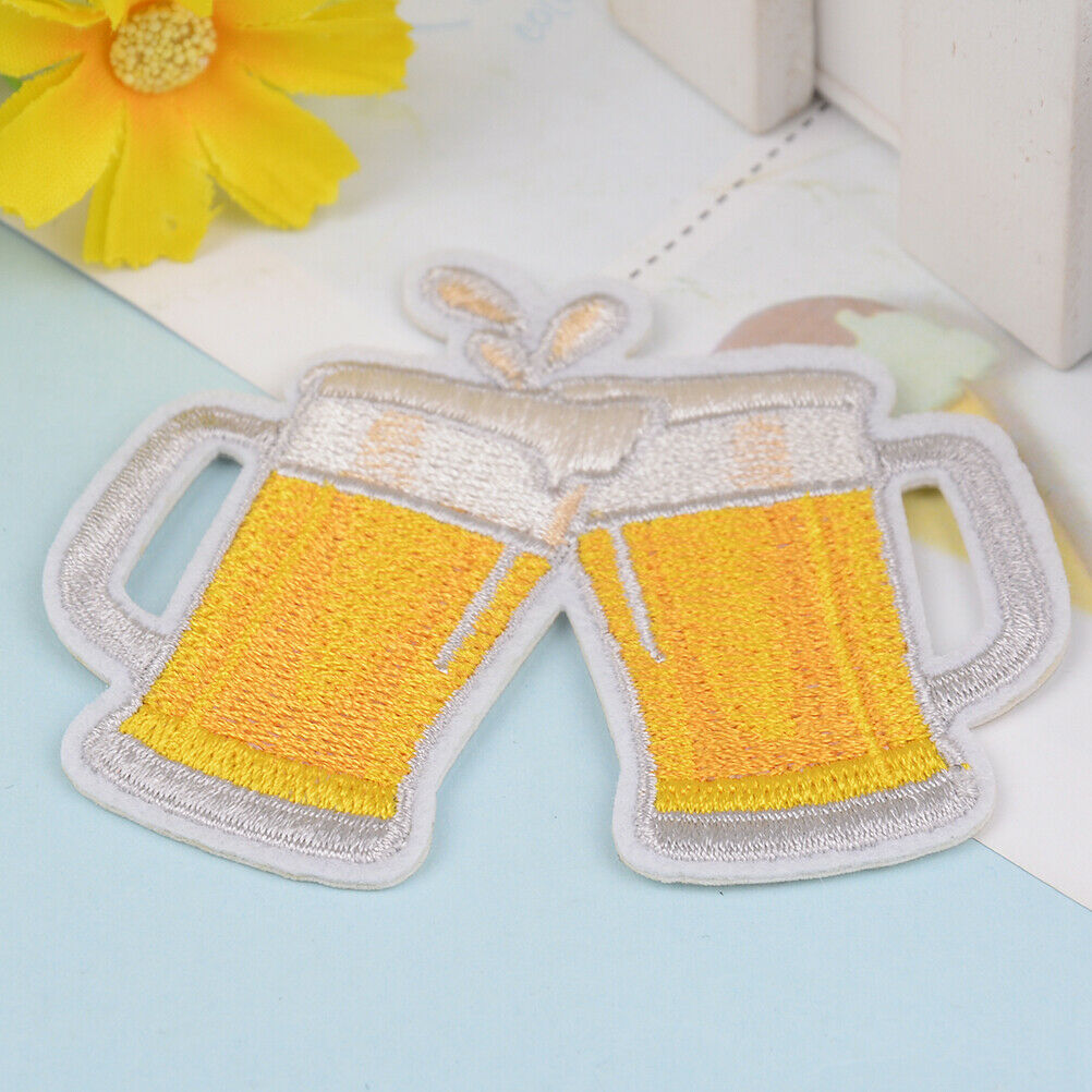 diy embroidery beer badge iron on patch for clothes stickers fabr.l8