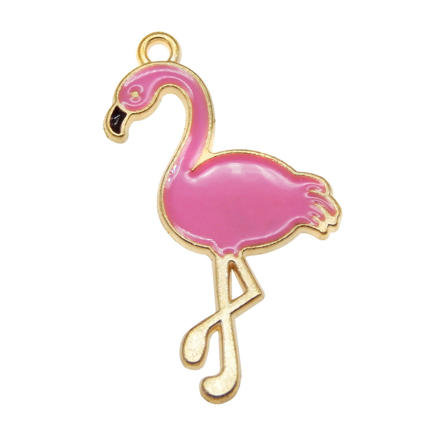 15pcs Enamel Rose Red Flamingo Animal Bird Alloy Charms Pendant DIY Accessories
