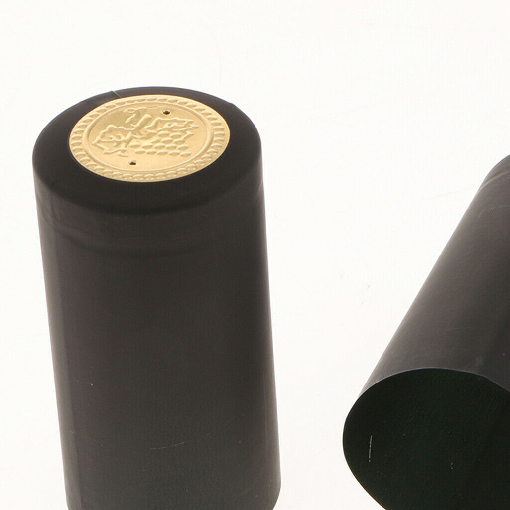 32x60mm PVC Heat Shrink Capsules for Wine Bottles Matte Metallic Finish Black