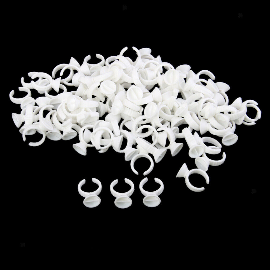 100 Eyelash Extension Disposable Glue Ring  Holder 2 Slot S