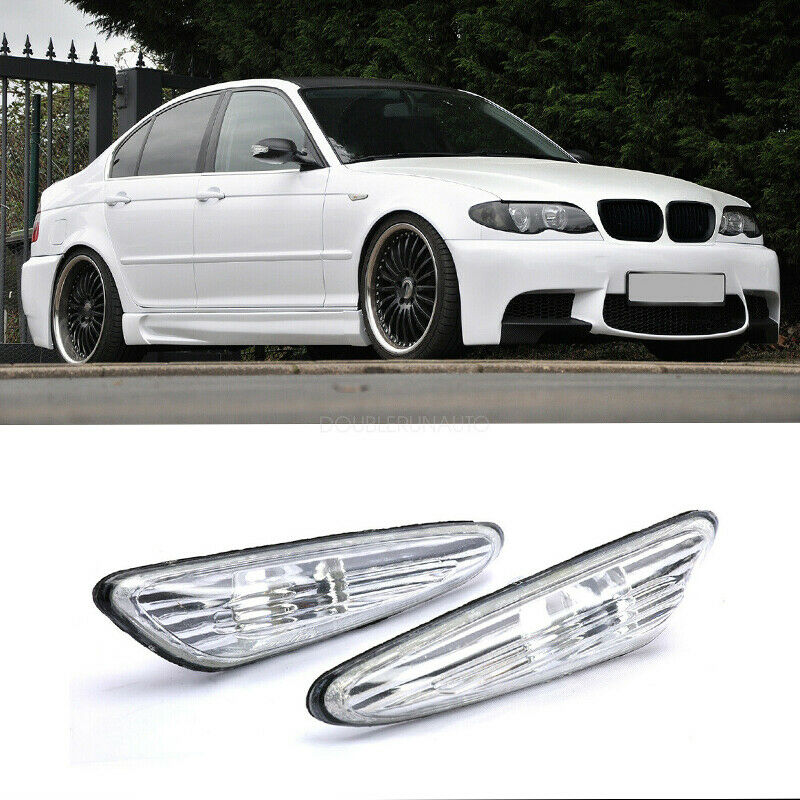 2Pcs Clear Fender Signal Side Marker Light LH RH for 02-05-BMW E46 320i 4D/5D