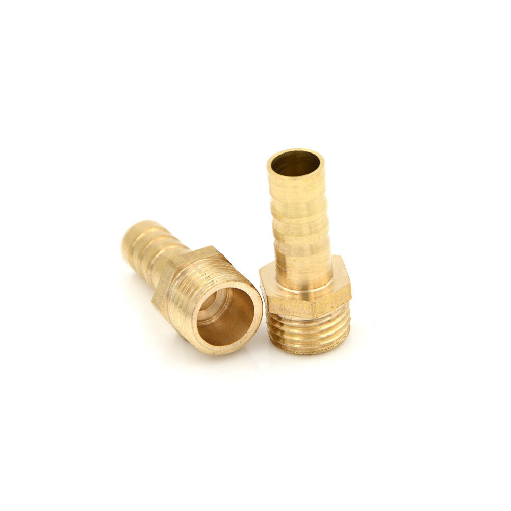 5Pcs 1/4"PT Male Thread to 8mm Hose Barb Brass Straight Coupling Fitting DhL SJ