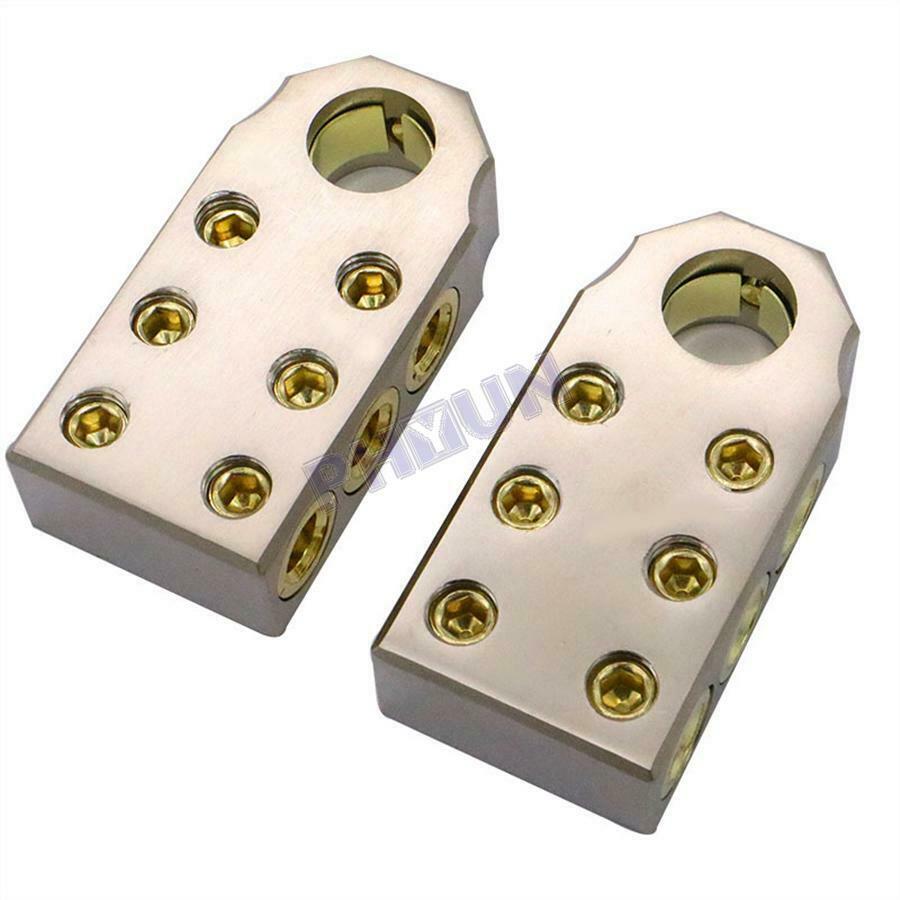 2 Car Truck Battery Terminal Clamp Post 1/0 2/0 AWG Gauge Positive Negative Port