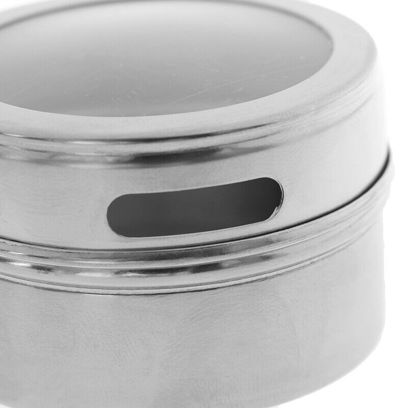 1PC Outdoor Spice Storage Container Jar Stainless Steel Tins With Clear  TtH FT
