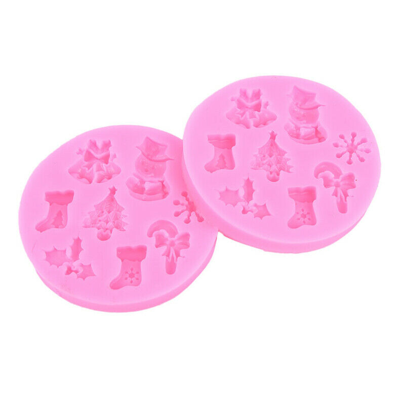 Christmas Snowman Shaped Fondant Silicone Mould Kitchen Baking Chocolate .l8