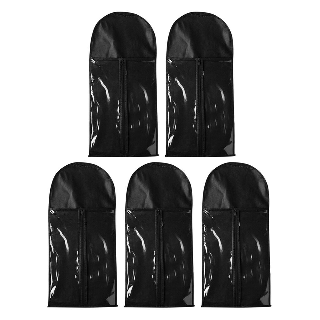 5 Pieces Portable Wigs Toupee Case Protecting Bag Hanger w/ Zipper Closure