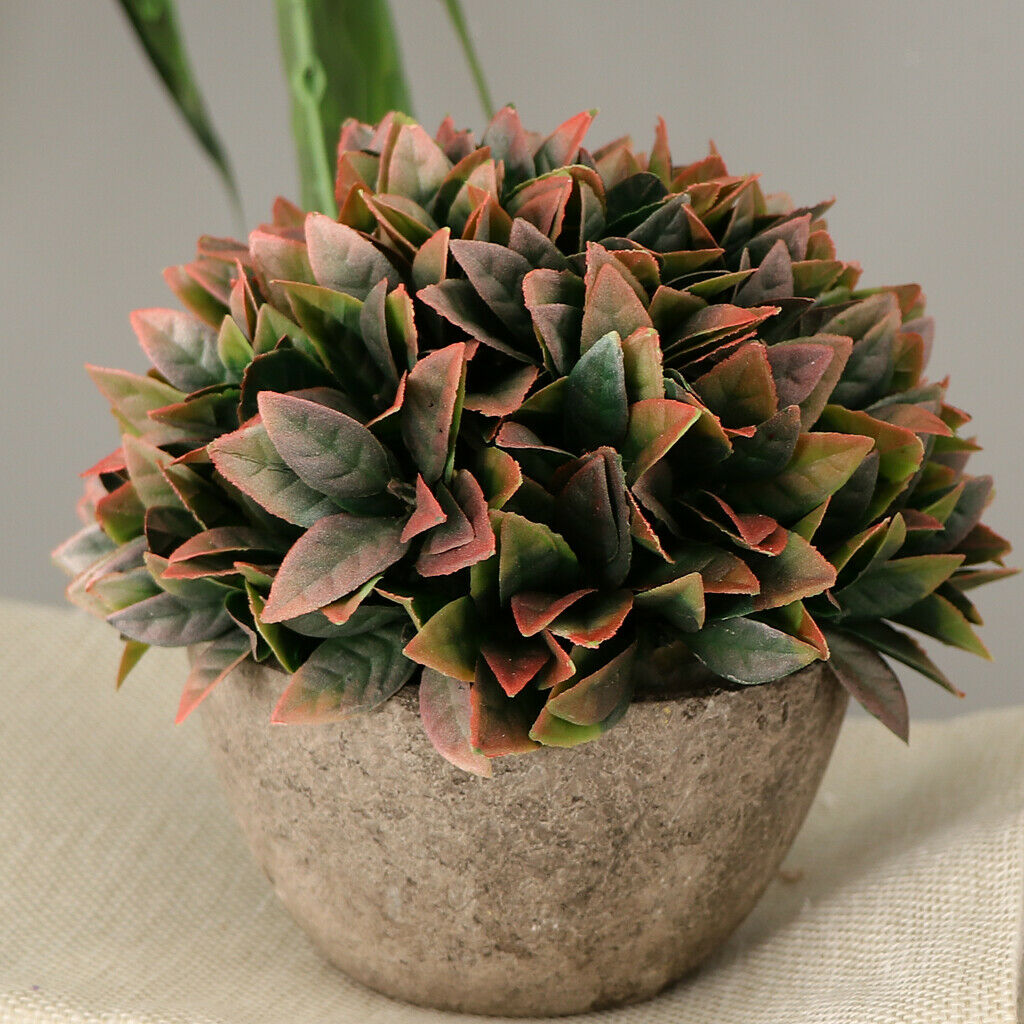 Spray Color Artificial Melaleuca Bonsai Lifelike Potted Plant Red