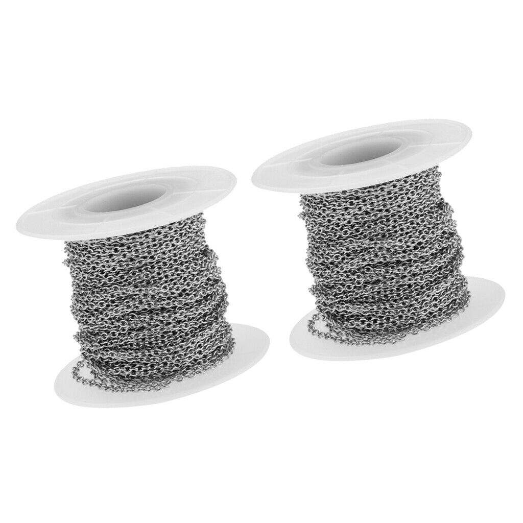 2 Roll 24m Stainless Steel Cable Chain Necklace Men Craft Pendants Jewelry