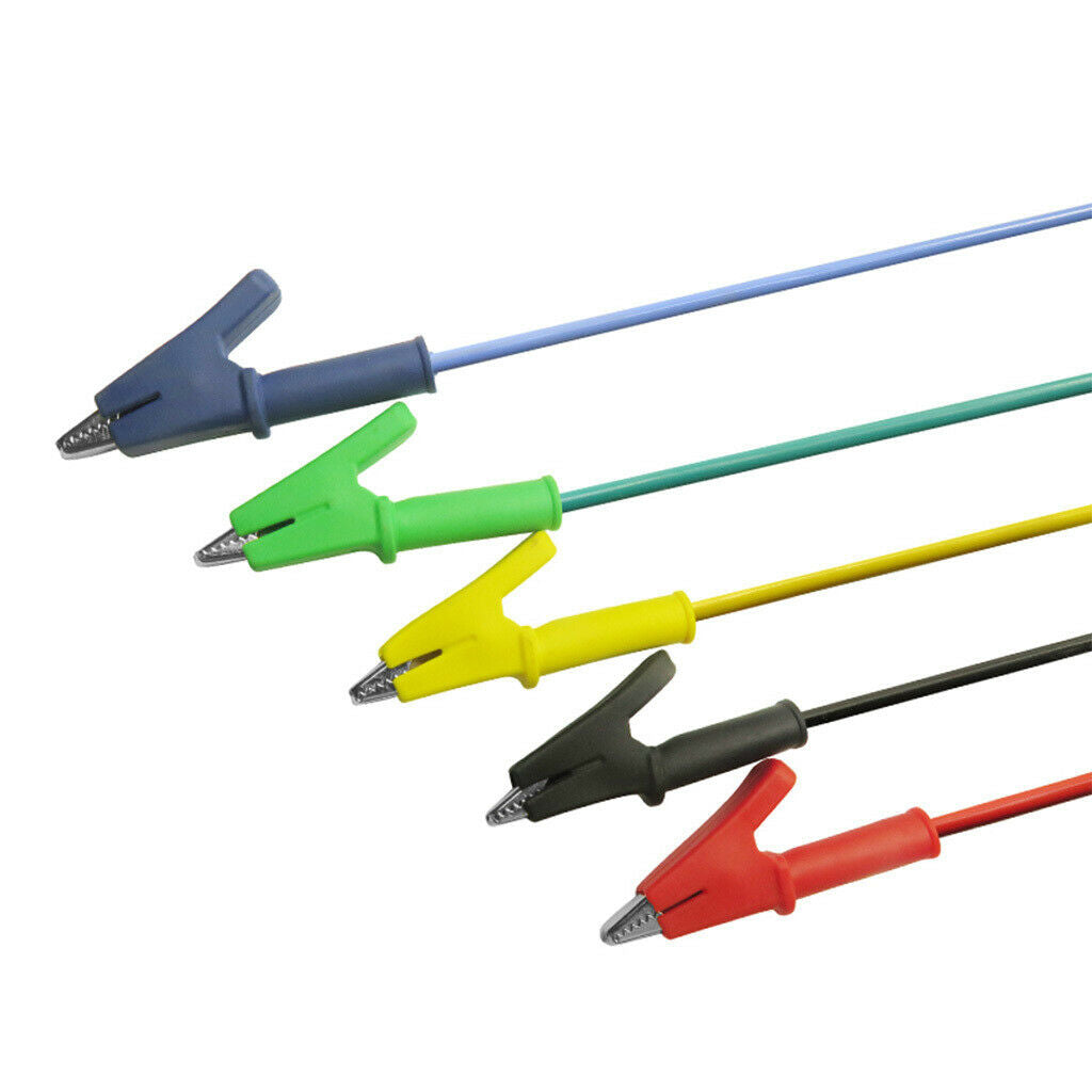 5pieces 4mm Silicone Banana Plug to Crocodile Alligator Clips Set 1meter/39.4''