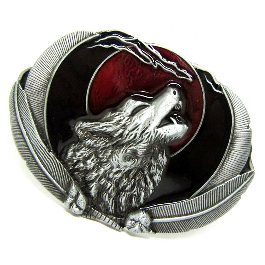 Classic Rodeo Engraved Howling Wolf Belt Buckle Animal Belt Accessories