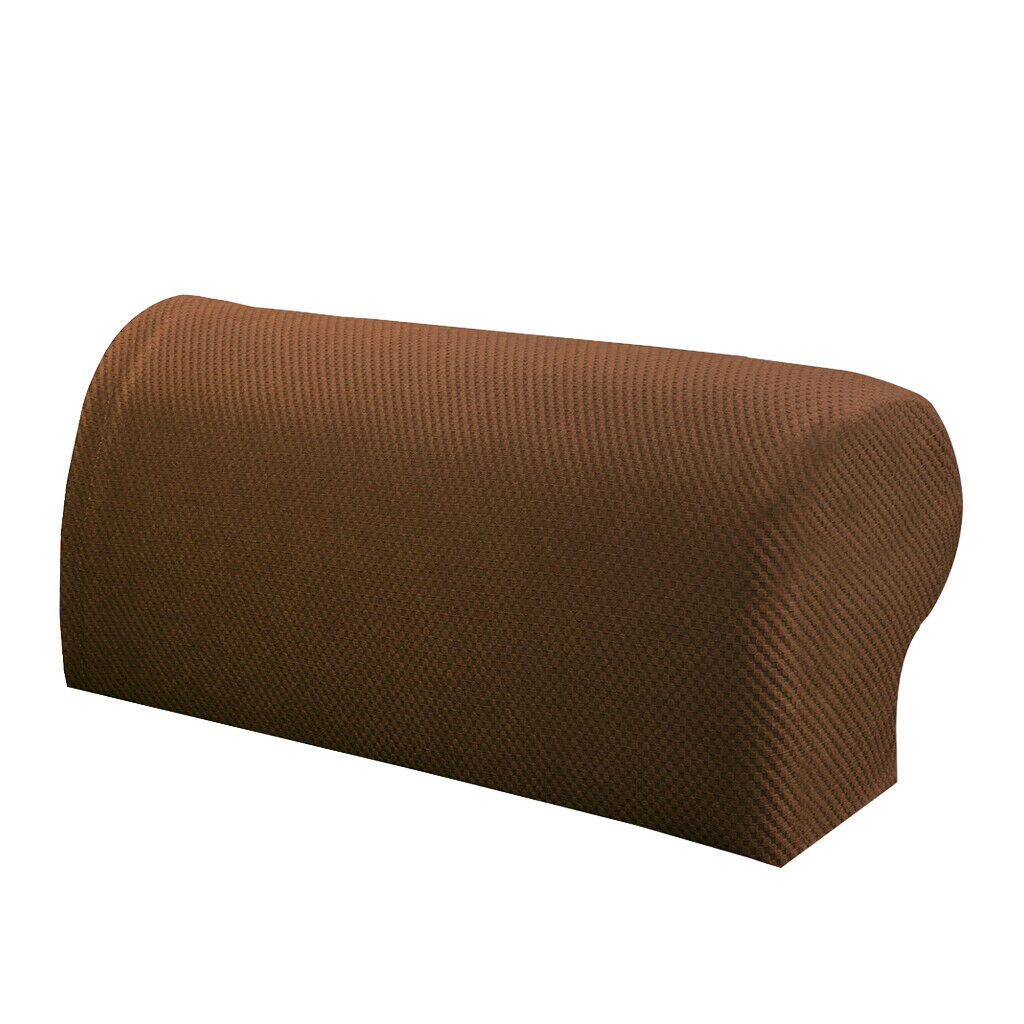 6Pcs Brown Elastic Sofa Armrest Covers Armchair Slipcovers Arm Rest Caps