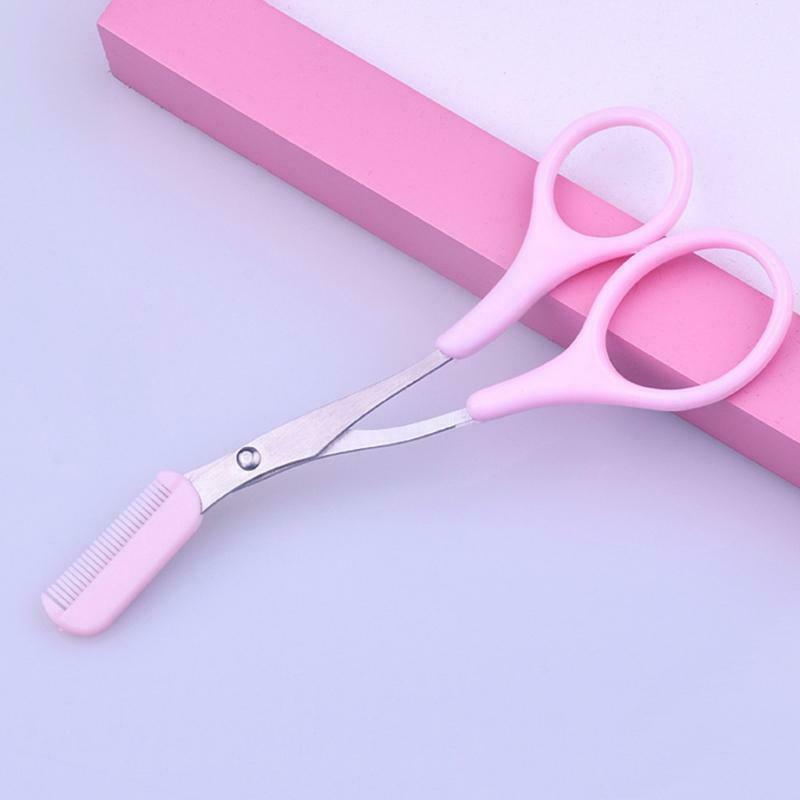Stainless Steel Eyebrow Scissors with Comb Curved Trimmer Grooming Beauty Tools