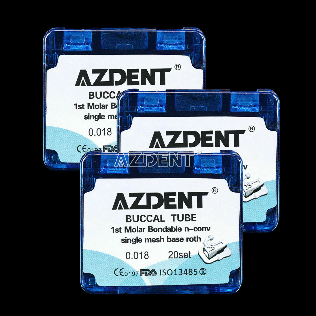 3 X Dental Othodontics Buccal Tube 1st Molar Roth 018" Non-Conv Bonding AZDENT