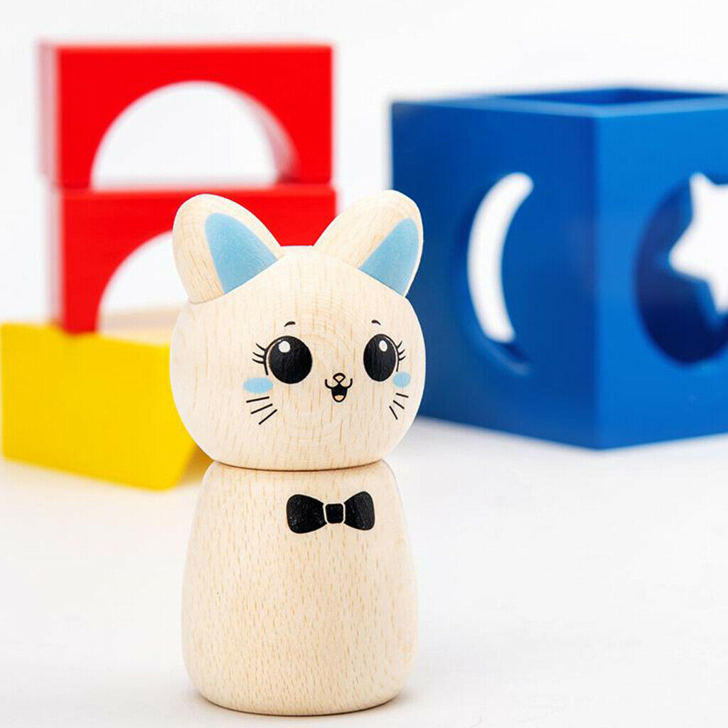 Wooden Kitten Adventure Game Brain Teaser Toys Matching Game Building Blocks