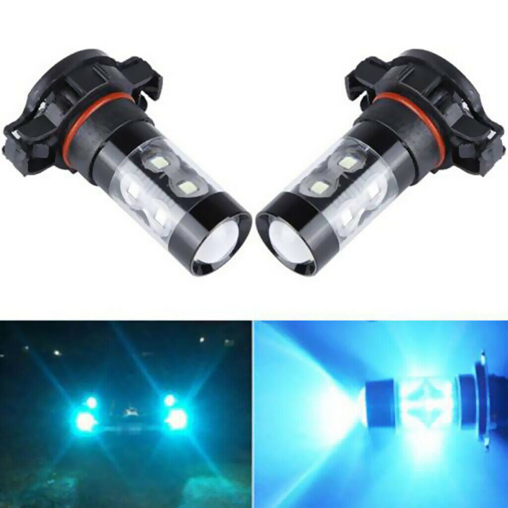 2 pieces H16 5202 50W Aluminum Fog Light Bright LED Bulbs Ice Blue