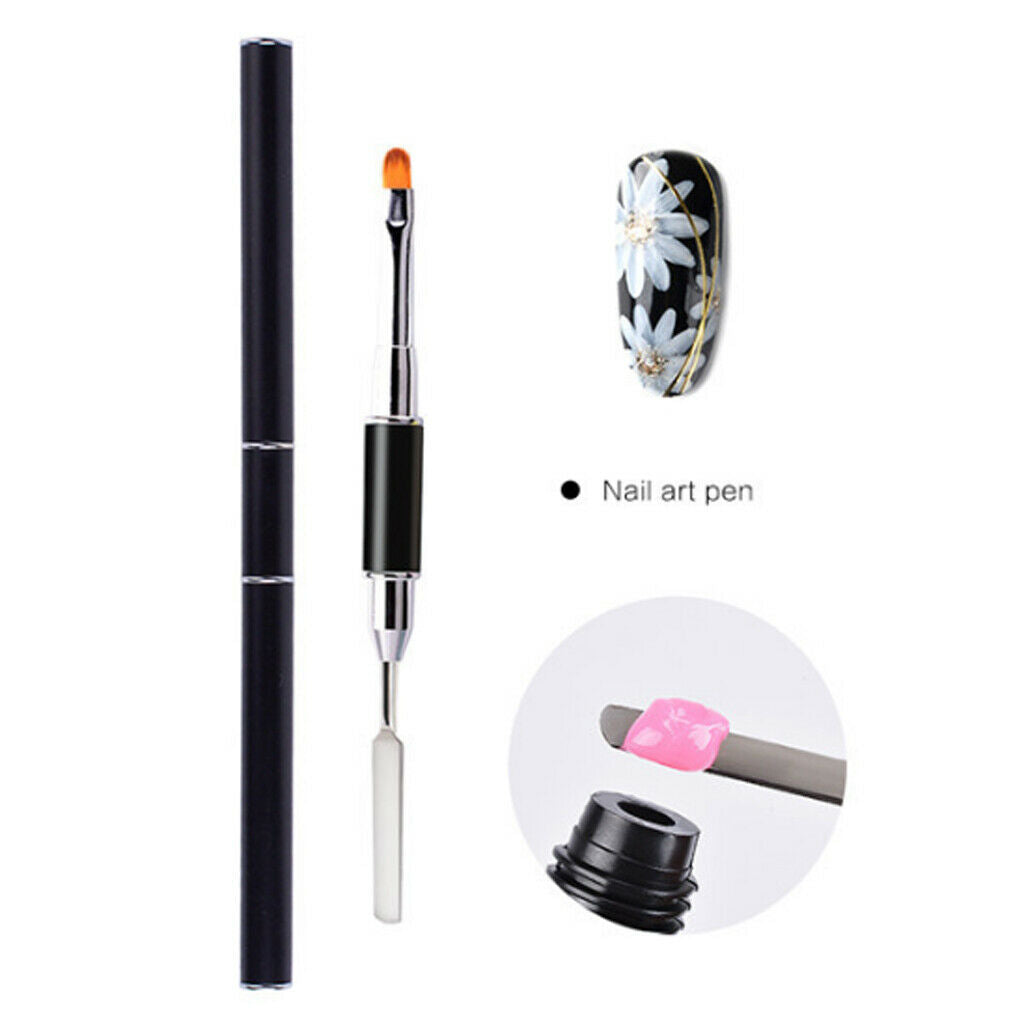 Double-sided Brush Gel Brush With Spatula For Nail Art Poly Acrylic Gel