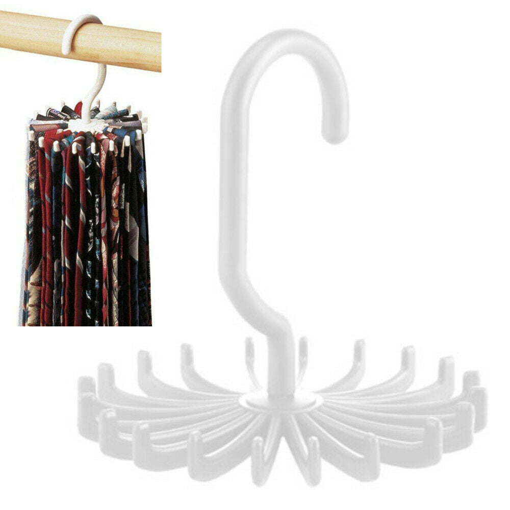 Rotating Belt Tie Scarf Hanger Racks Closet Organizer Holder 20 Hooks Spin 360Âº