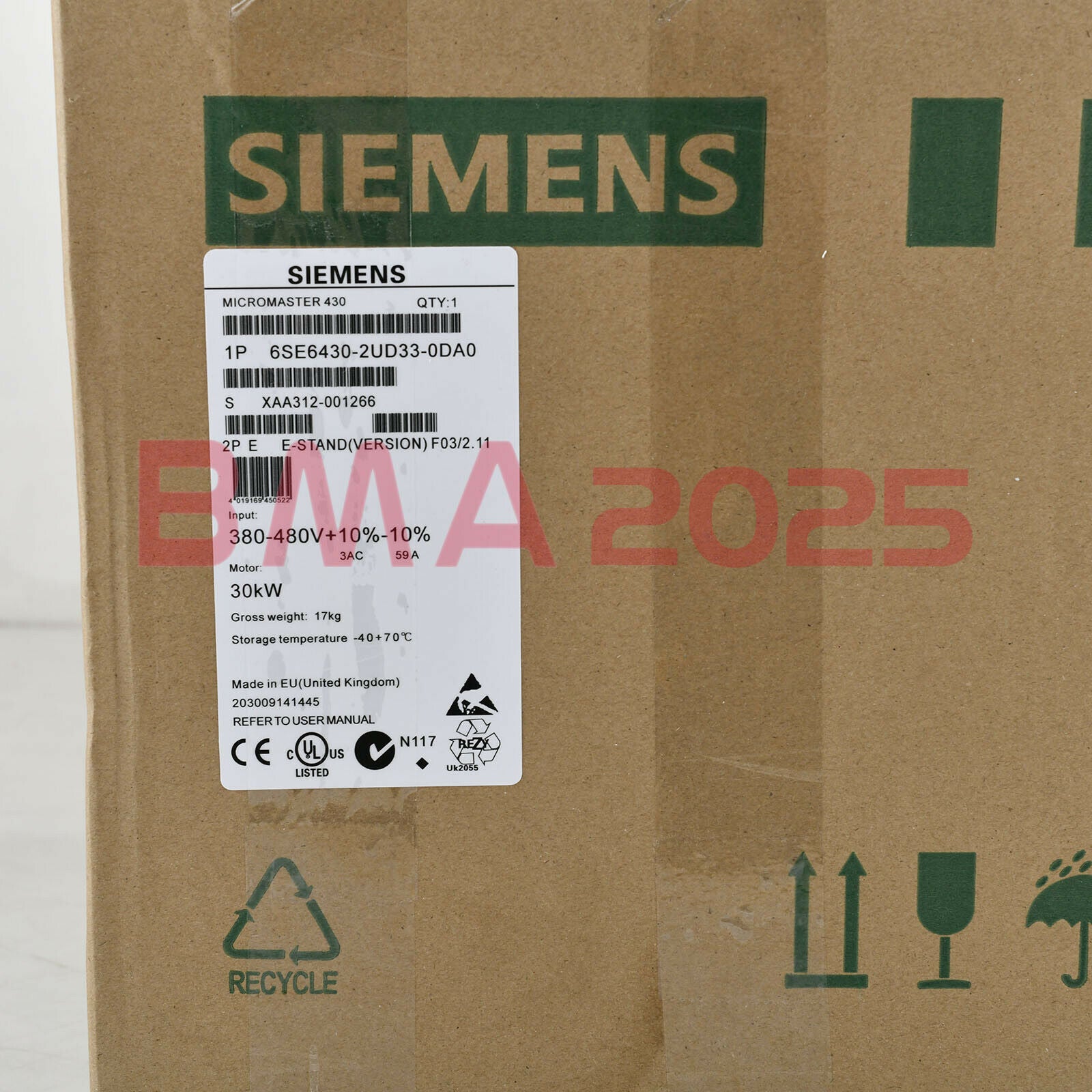 1PC New 6SE6430-2UD33-0DA0 Inverters 30kw 1year warranty DHL free Ship SM9T