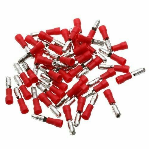 100X Red Male+Female Plug In Connector Bullet Crimp Terminals Wiring Insulated