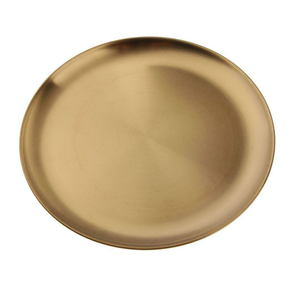 2 Pieces Stainless Steel Salad Appetizer Dinner Plate Round Dish 10 Inch