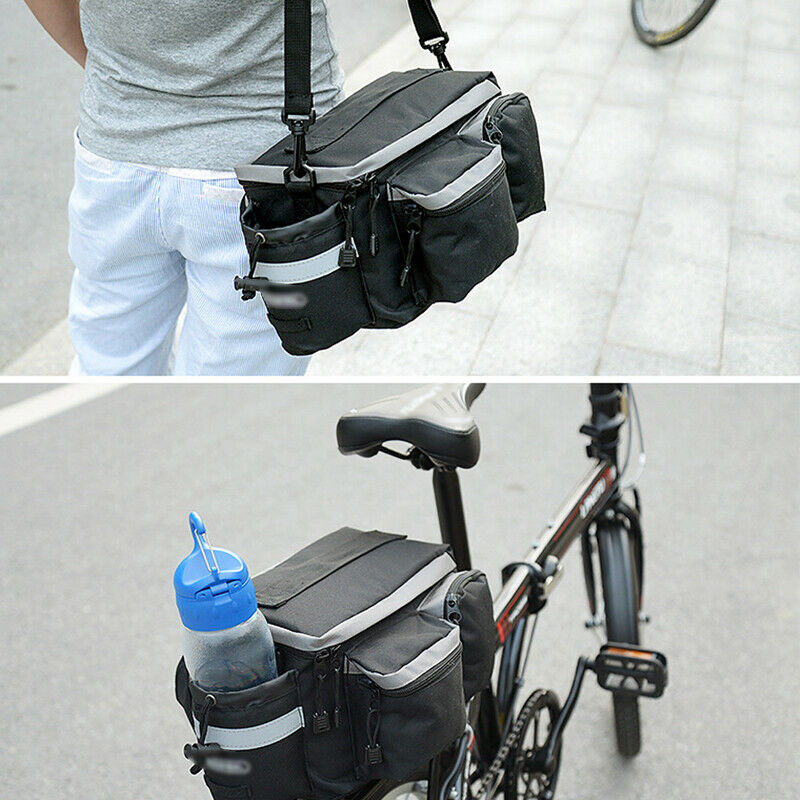 Bicycle Rear Rack Bag Bike Tail Seat Trunk Pack Storage Pouch Handbag Cup Holder