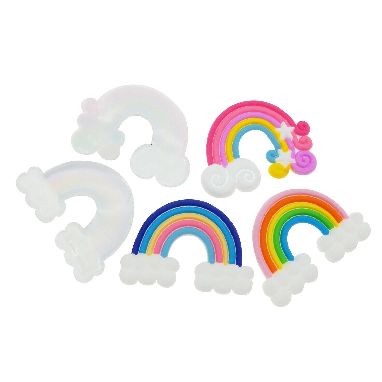 20pcs Random Mixed Polymerclay Rainbow Cloud Flatback Cabochons DIY Accessories