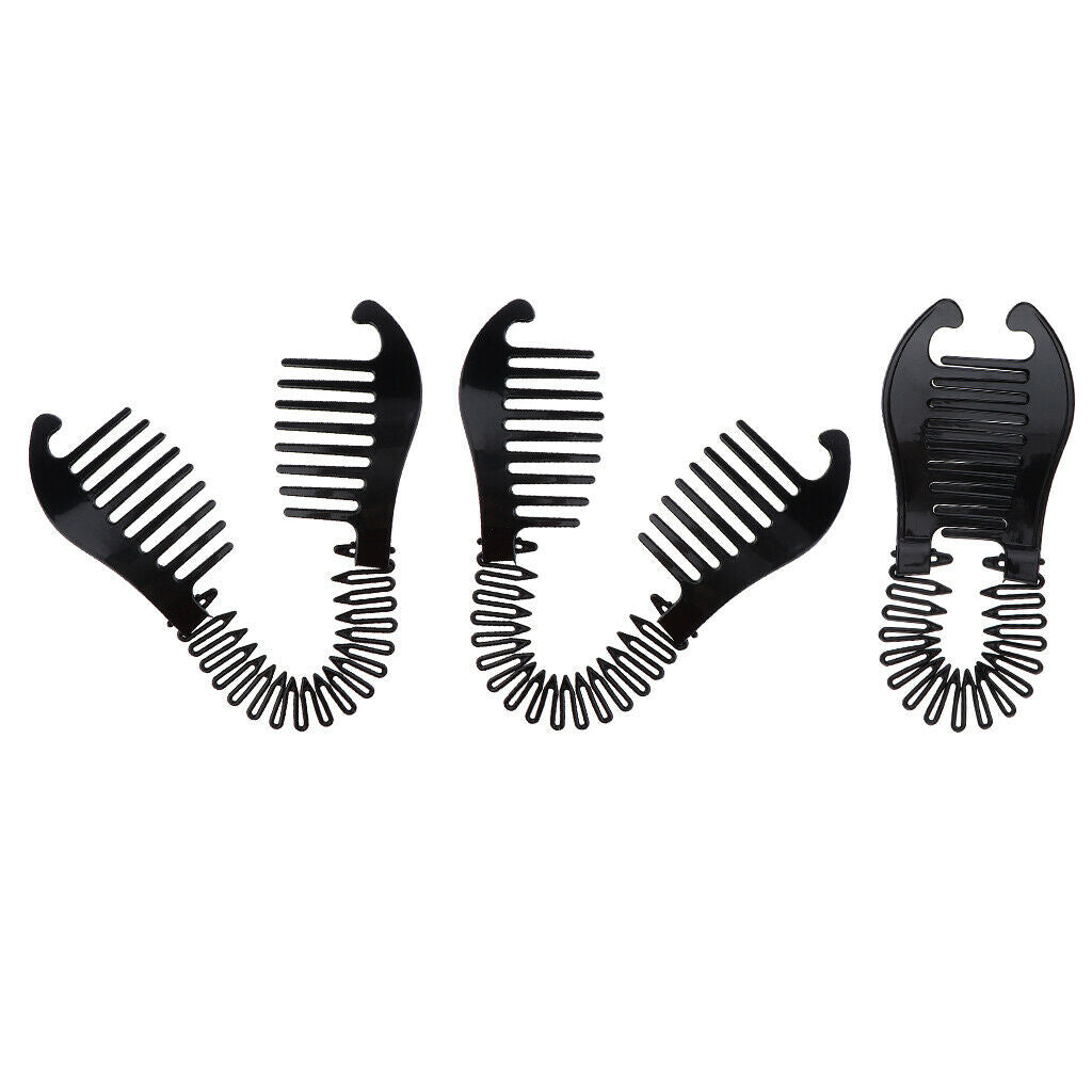 Plastic Banana Hair Clips, 2 Sided French Braiding Comb, Ponytail Holder, 6