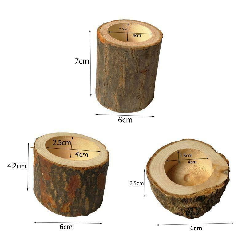 3pcs/set Rustic Wooden Candlestick Tealight Candle Holder Table Decoration Plant