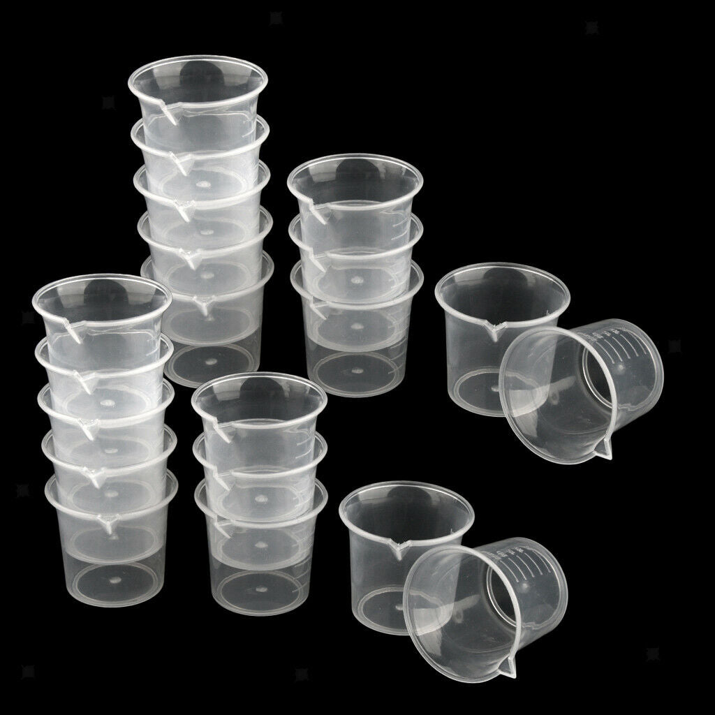 20 Pieces Lab 25ml Plastic Graduated Measuring Beaker Liquid Cup Container
