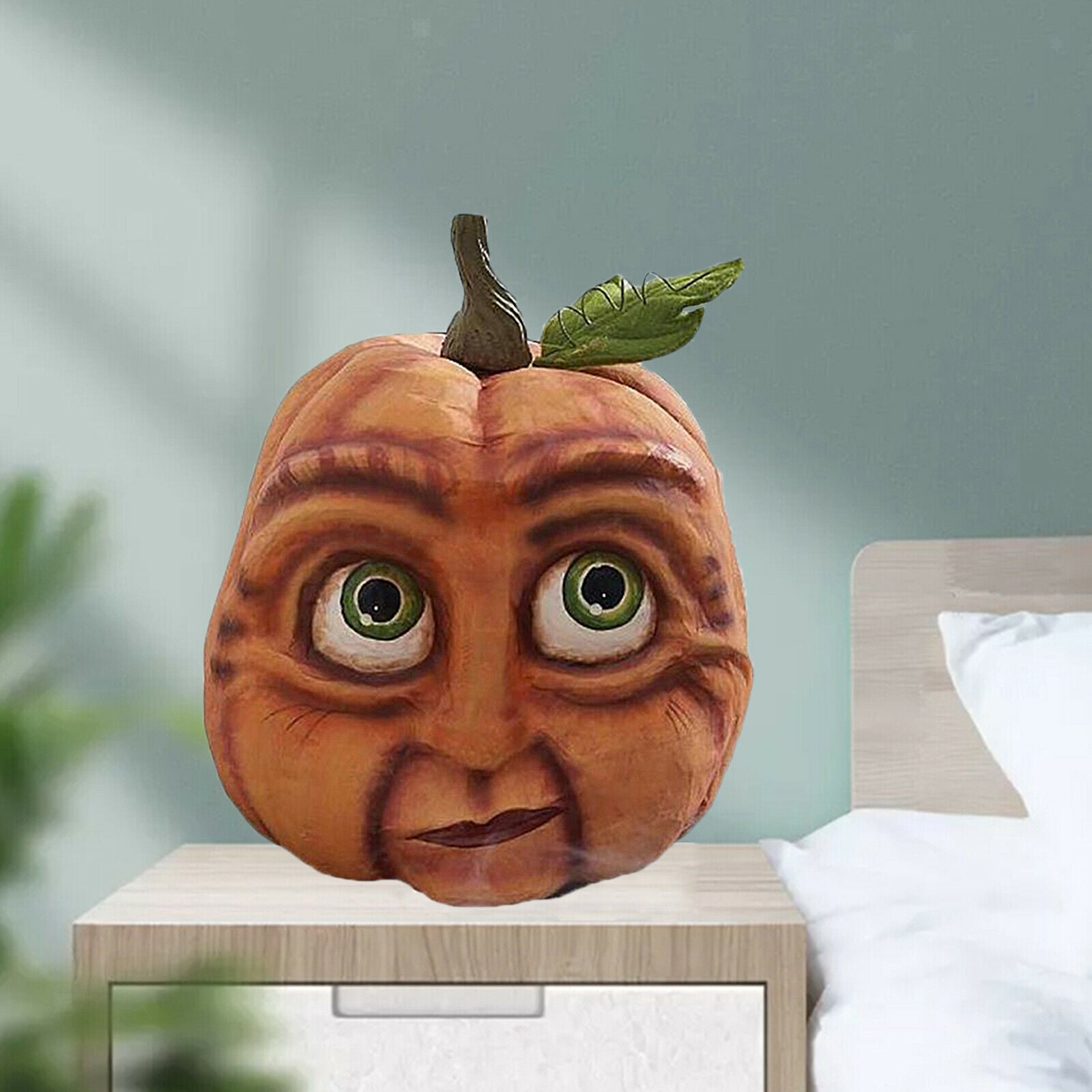Halloween Expressive Big Eye Pumpkin Man Statue Ornament Home Garden Decor F