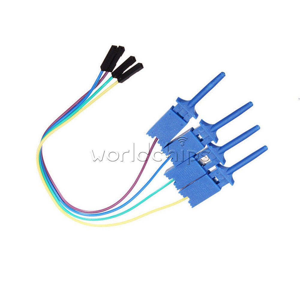 4PCS 1 Pin Hook Clip Clamp Jumper Testing Dupont Cable Wire for Logic Analyzer
