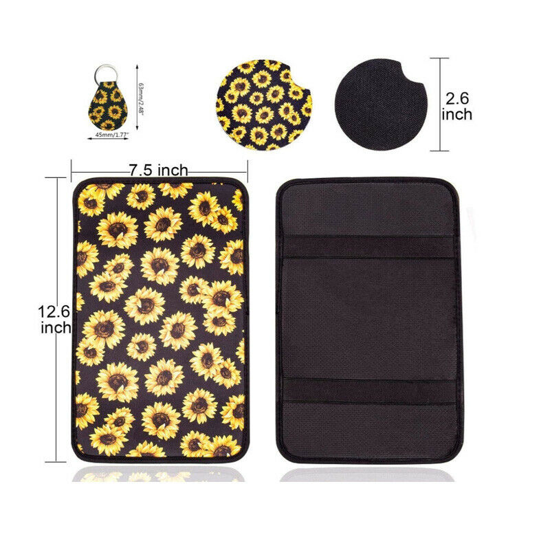 Car Leather Center Console Armrest Pad Key Cover Water Cup Slot Mat Coaster Kit