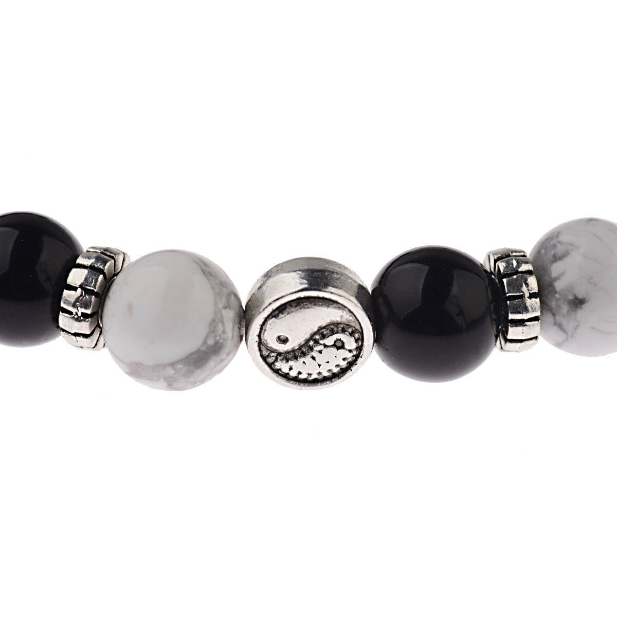 Yin Yang Bracelets Bright Agate White Howlite Beaded His and Her Bracelets Gifts