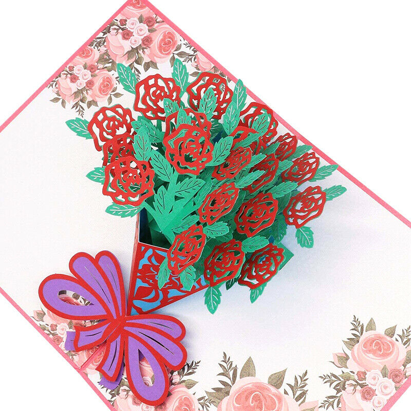 Rose Bouquet Greeting Card, Message Card, Birthday Card, Appreciation Wedding HN