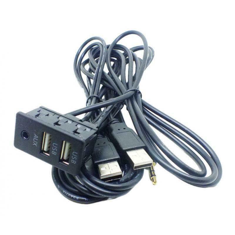 1.5Meter Car Vehicle Universal AUX 2 USB Audio Dashboard Mounted Extension Cable