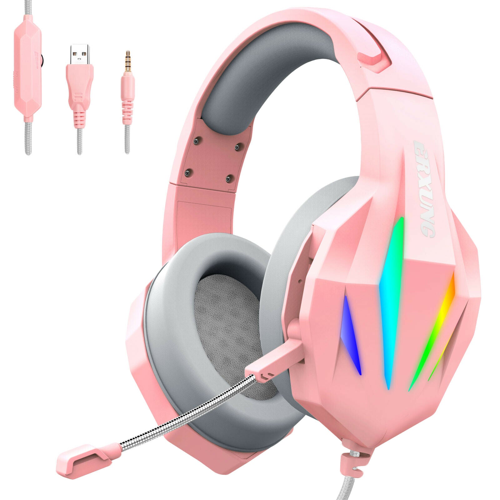 Gaming Headset Rbg Lighting Effect with Microphone for Smartphone Computer