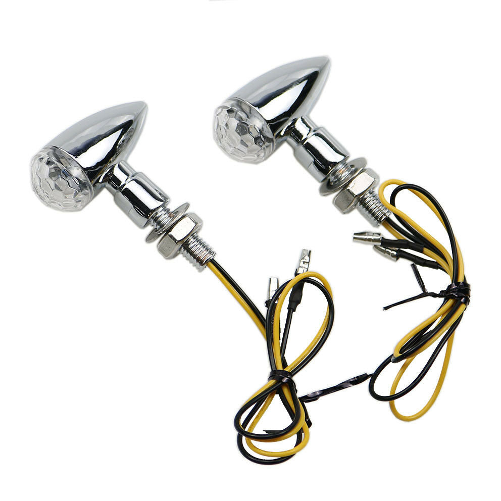 Chrome+Clear Lens Mini Bullet Turn Signal Indicator Light For Cafe Racer Cruiser