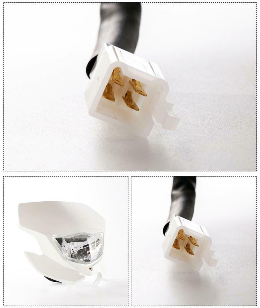 White Motorcycle Hi/Lo Beam Headlight Kit Fit For Most Enduro And Supermoto Bike