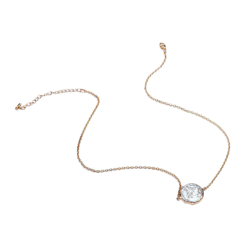 Beautiful Shiny Natural Pearls Necklace Charms Pendants Women Girls Chain