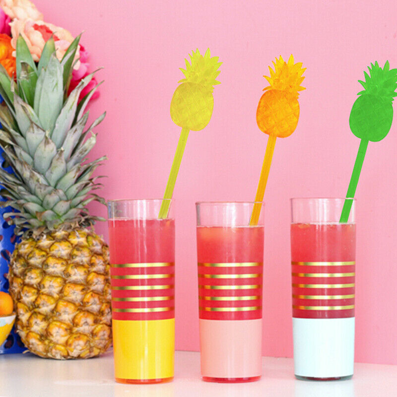 12pcs Pineapple Cocktail Swizzle Sticks Stirrer Coffee Wine Muddler Puddl.l8