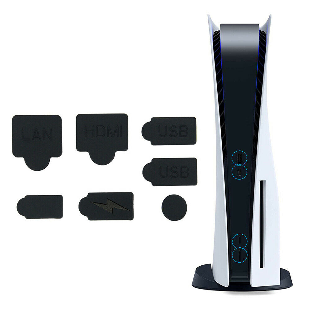 For Playstation 5 Silicone Dust Plugs Set USB Anti-Dust Cap Dustproof Cover