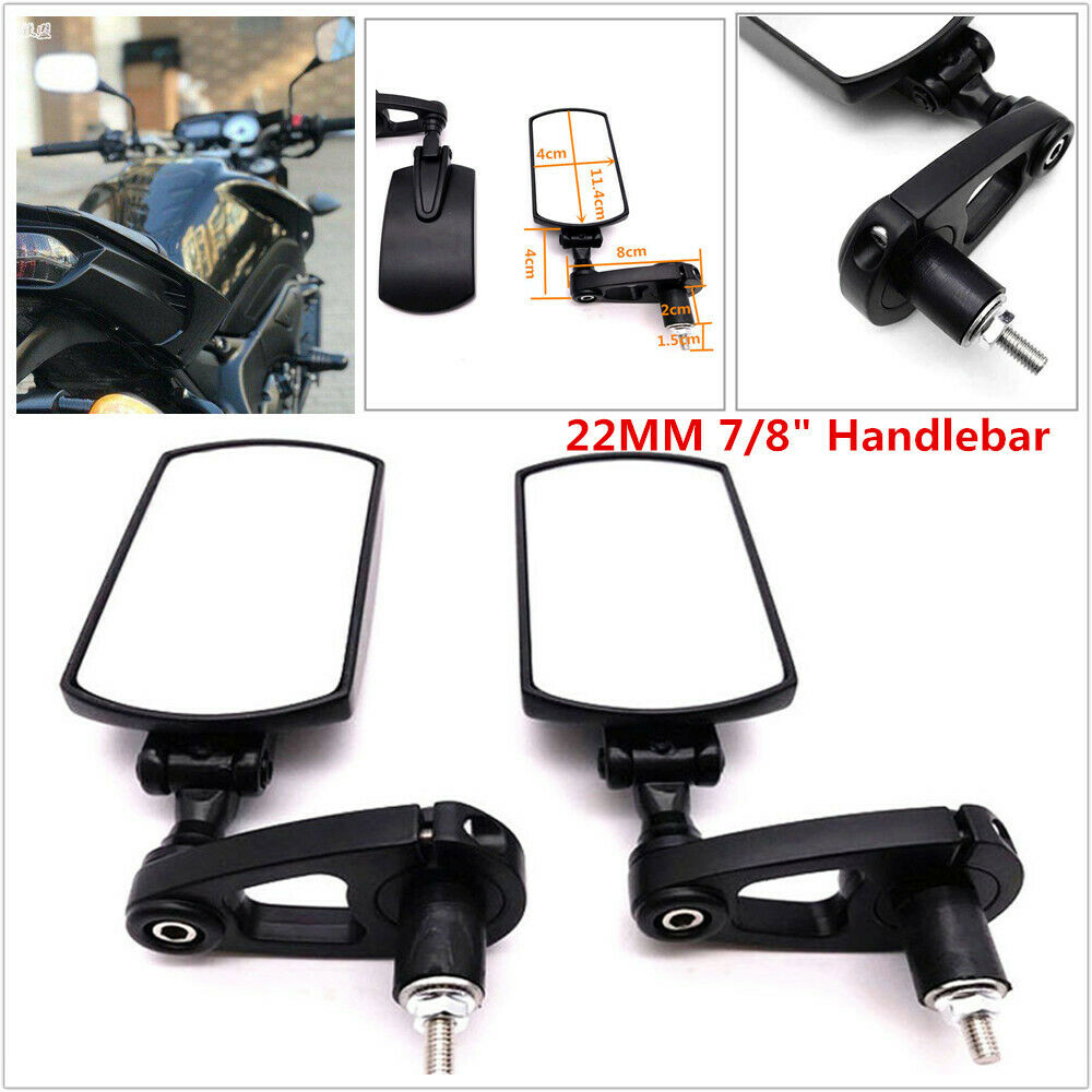 2PCS 22MM Motorcycle Motorbike Aluminum Square Rear View Side Mirror Universal