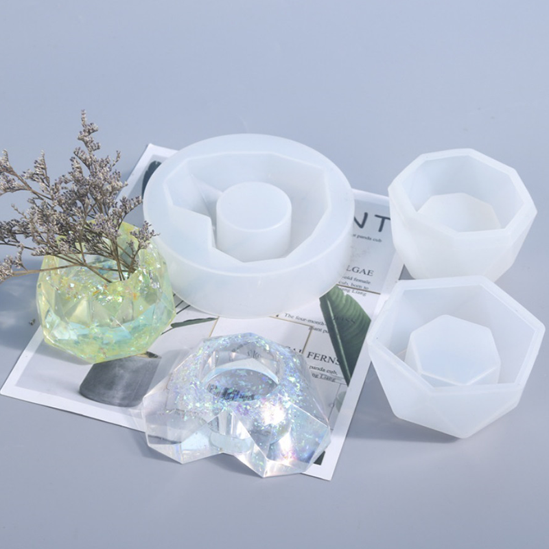 3pcs Geometric Diamond Shaped Surface Succulent Plant Flower Pot Silicone M JY