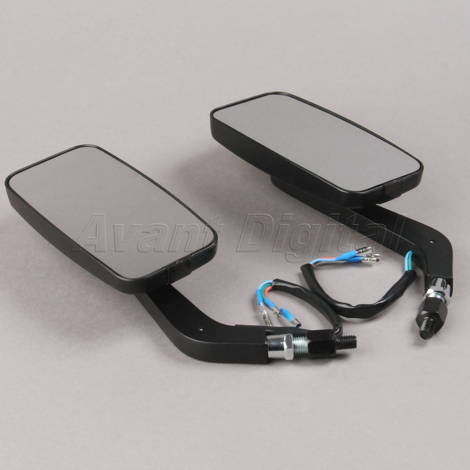 Black Motorcycle Rearview Mirrors 12 LED Turn Signal Indicator Integrated Light