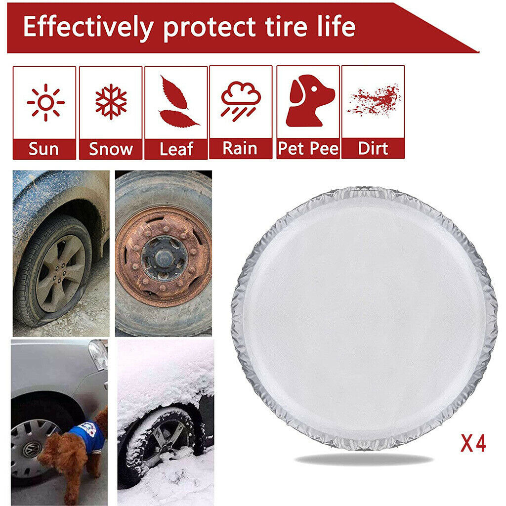 4pcs RV Tire Covers Tralier Motorhome with Storage Pouch for 24''-26'' Dia.