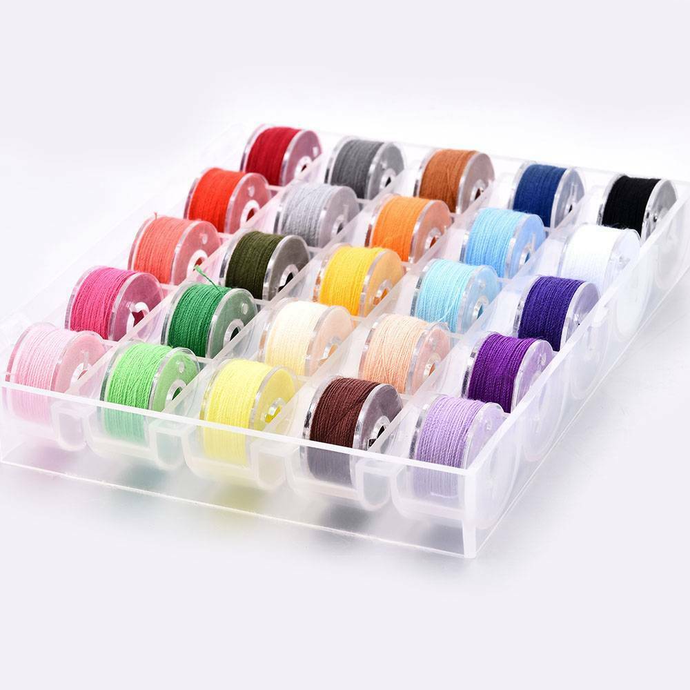 25Pcs Sewing Machine Bobbins Thread Spools Case With Threads for Sewing Machine@